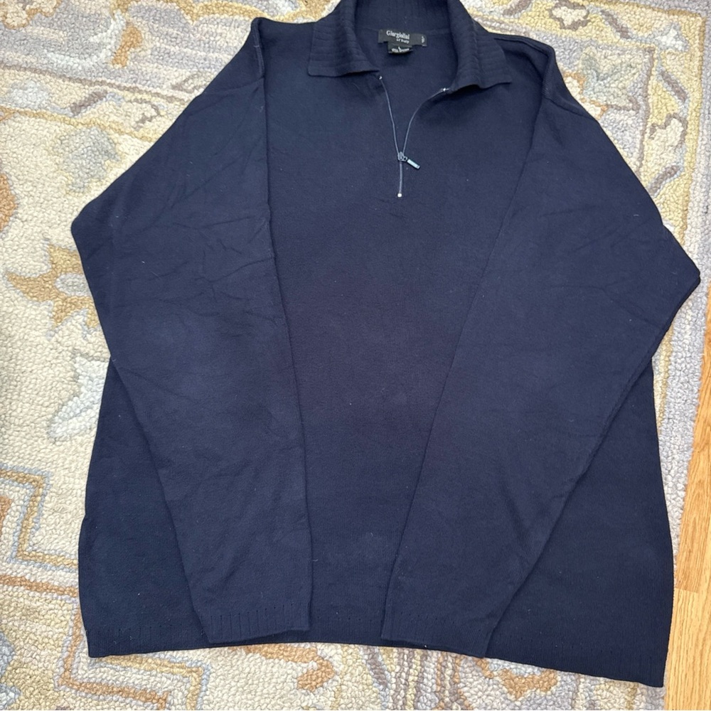 Men's Navy Zip-Up Sweater